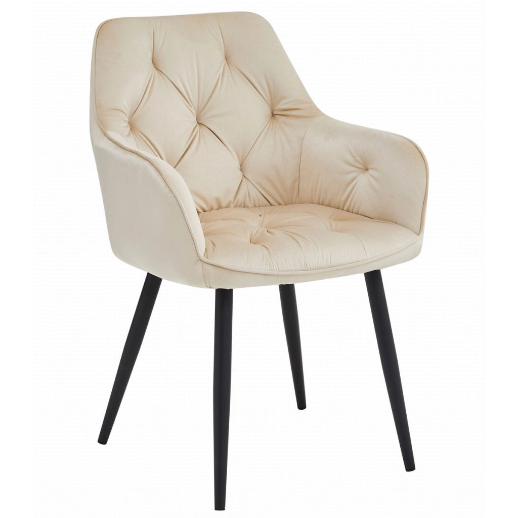 Sedia Jork in velluto beige con gambe nere