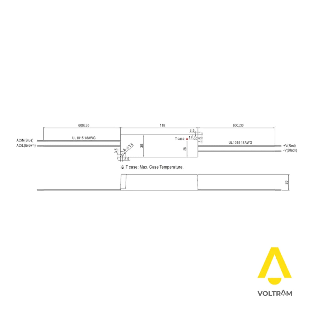 Alimentatore Mean Well LPV-20-24 LED IP67 a tensione costante 20,2W uscita 24Vdc 0,84A