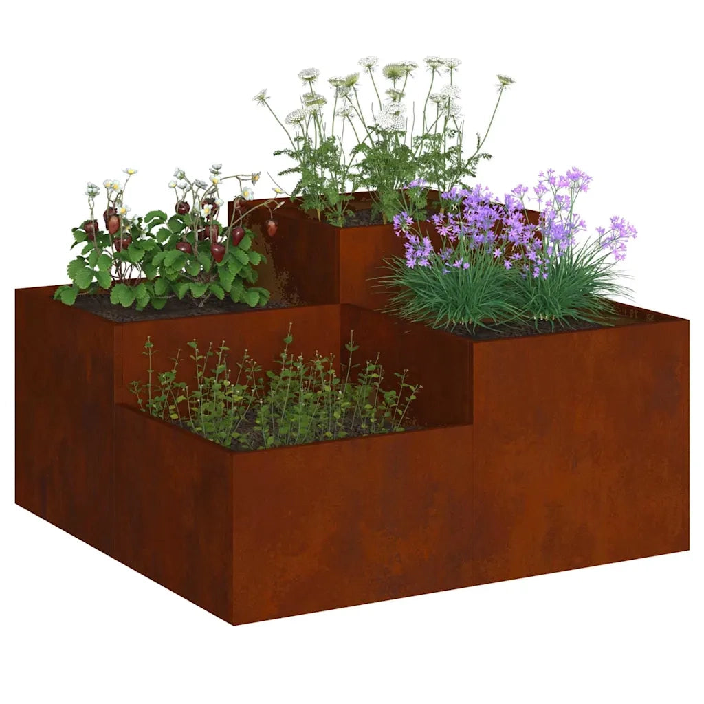 Vaso da giardino-Fioriera Esterno-Contenitore per Piante Ruggine 80 x 80 x 48 cm Acciaio CorTen