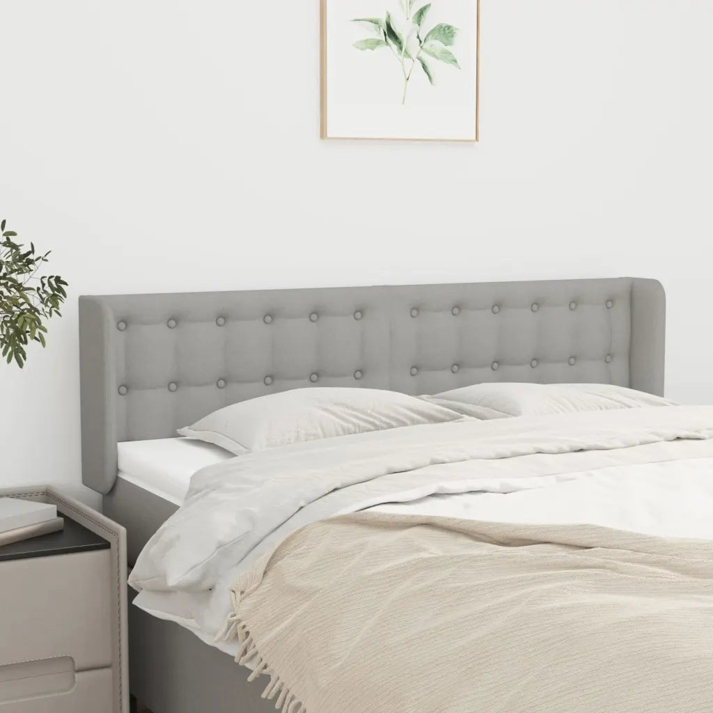 Testiera | Testata ad Orecchio Grigio Chiaro 147x16x78/88 cm in Tessuto