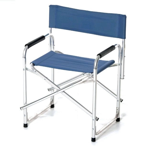 SEDIA REGISTA DA GIARDINO PIEGHEVOLE IN ALLUMINIO CON TELO BLU 47X57X78 CM