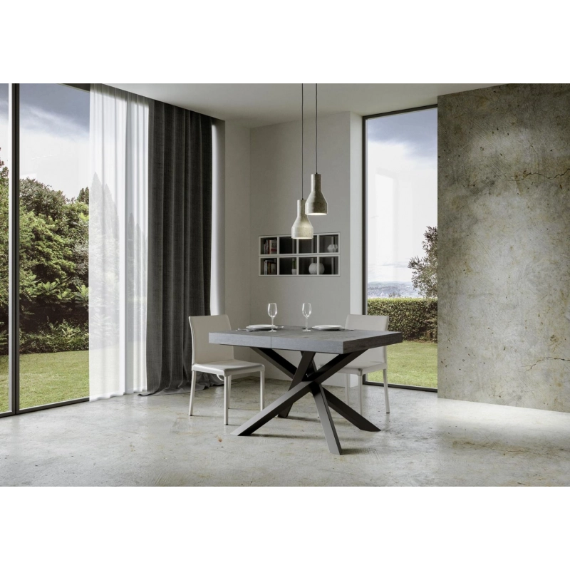 Tavolo allungabile 90x120/224 cm Volantis telaio Antracite - Cemento