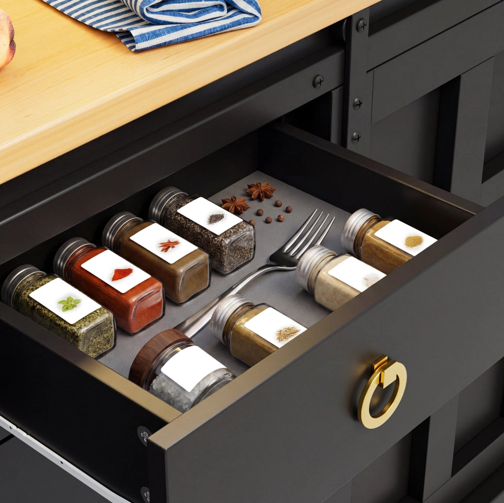 Credenza da cucina 120x40x150 cm con LED RGB, prese USB e 4 cassetti in MDF nero
