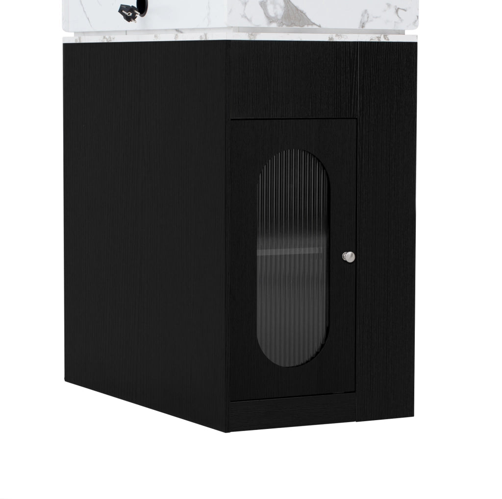 Isola cucina nera con ruote, tavolo da pranzo allungabile con piano pieghevole, prese e ganci integrati, ideale per cucina e sala da pranzo
