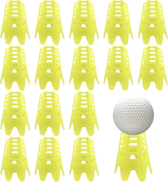 16 Golf Tees per Pratica Esterna e Interna - Giallo