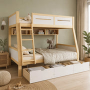 Letto a castello per bambini 90x200 e 120x200 cm bianco naturale