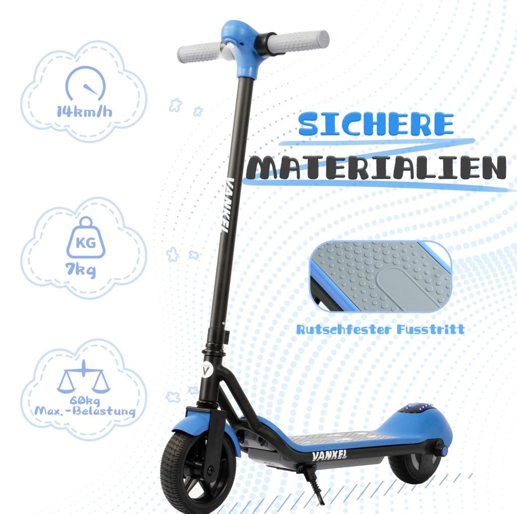 Monopattino elettrico per bambini 84x84 cm ferro e plastica blu, 3 velocità, dai 6 anni