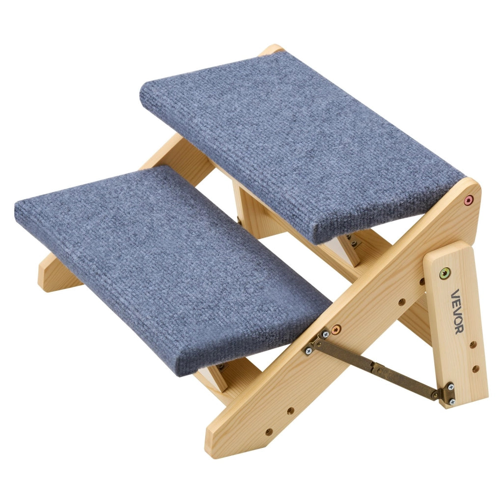 Scaletta per Cani e Gatti a 2 Gradini in Legno di Pino, Scala Pieghevole Portatile per Letto Divano e Auto, Portata 50 kg