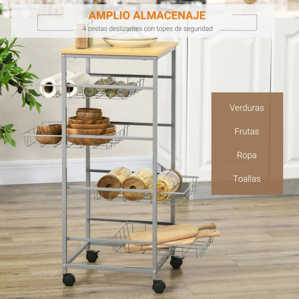 Carrello Multiuso per Cucina e Bagno ¨C zephmum ¨C 36,5x36,5x89 cm Argento