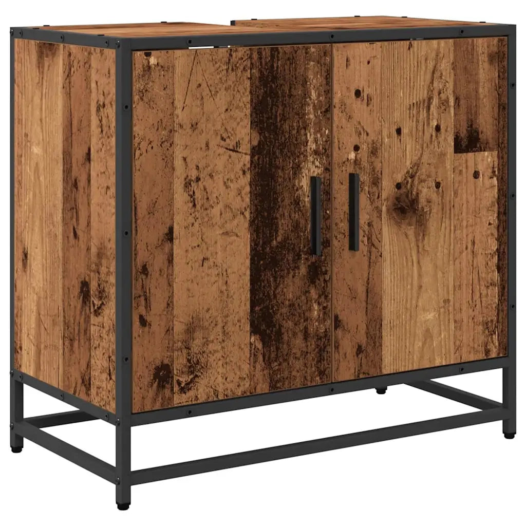 Set di mobili per il bagno con lo scaffale 3 pcs Legno vecchio