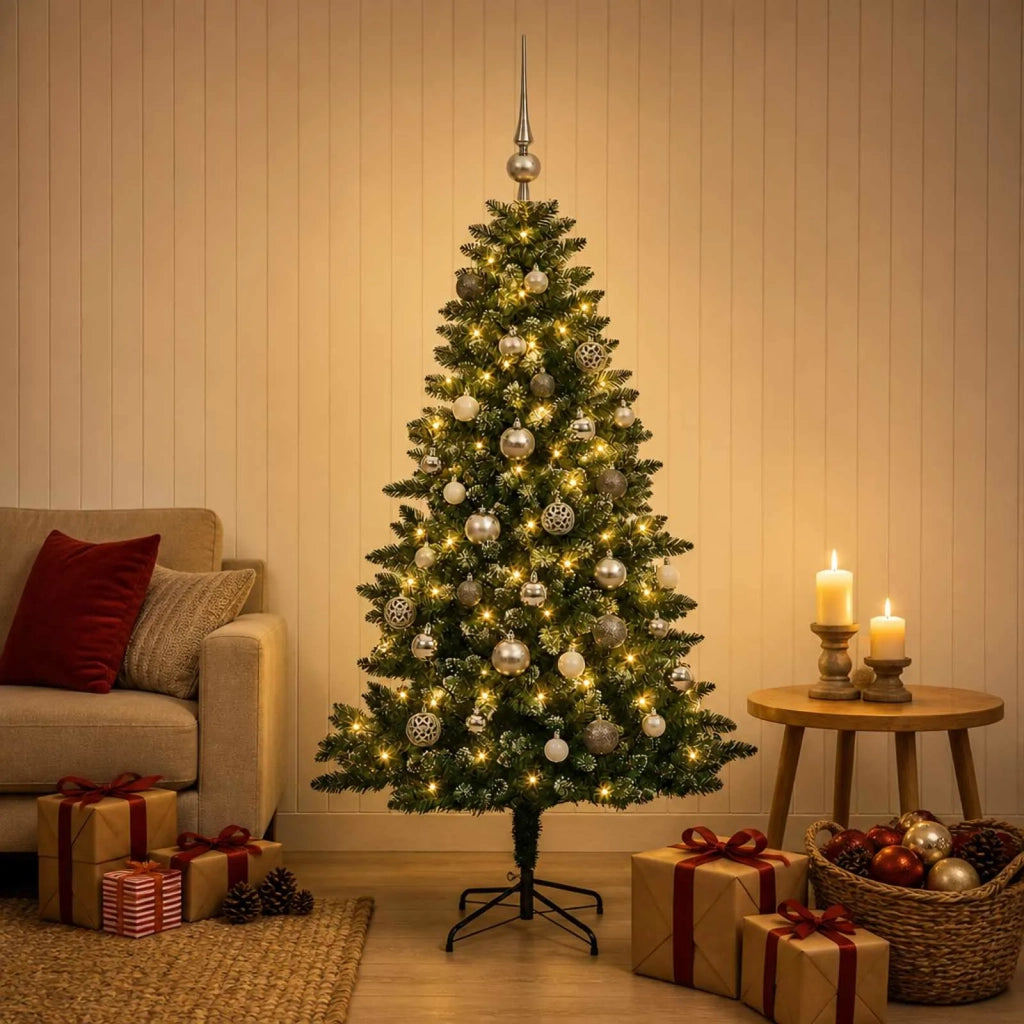Albero di Natale Artificiale con Palline 150 cm 150 LED 3466192