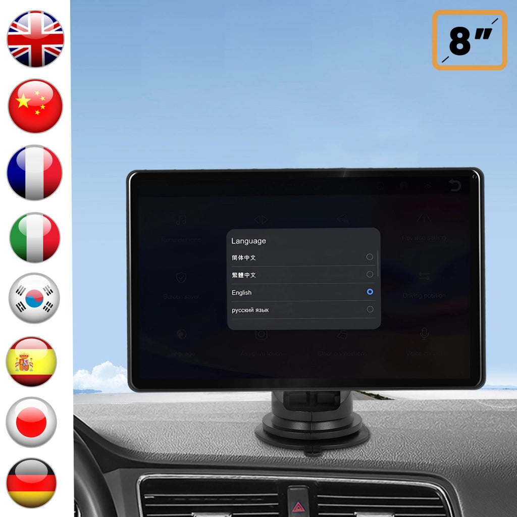 Schermo touch 8" per CarPlay e Android Auto Nero Avizar