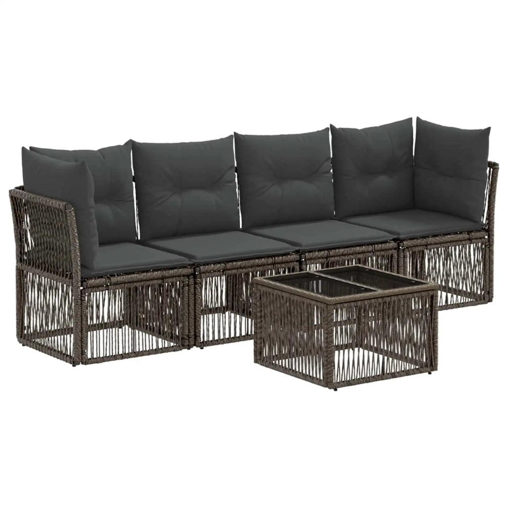 Set Divano da Giardino 5 pz Grigio polyrattan 3434132