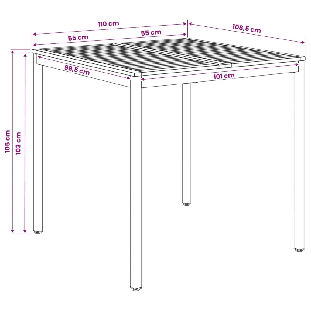 Tavolo Bar da Giardino Naturale e Caffè 110 x 108,5 x 105 cm 901345