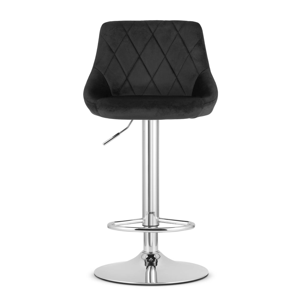 Sgabello girevole Valora DAKA in velluto nero con base cromata