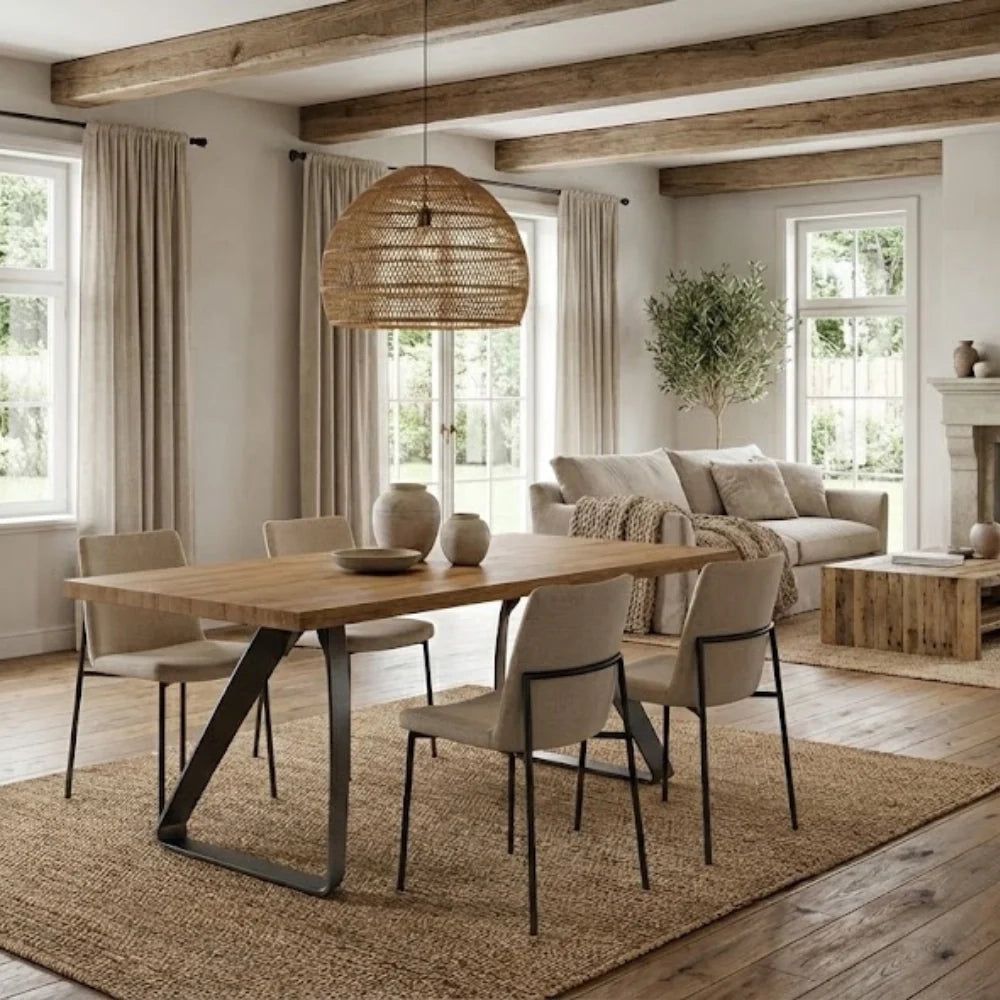 Tavolo da pranzo fisso in legno impiallacciato rovere naturale Timber 160x90 cm fino a 8 posti Made in Italy | Duzzle