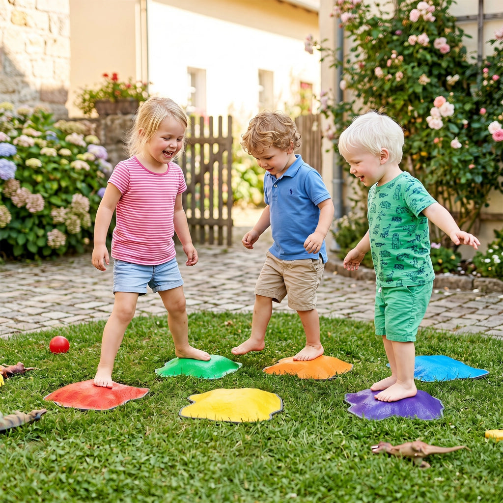 Pietre di bilanciamento da 6 pezzi per bambini 3+ anni con superficie antiscivolo, Pietre di equilibrio impilabile per cameretta e giardino