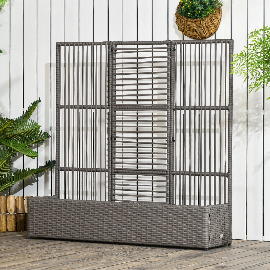 Fioriera con Spaliera ¨C Xylo ¨C Polyrattan Grigio 103x29x103 cm