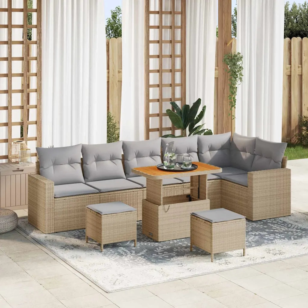 Set Divano da Giardino 9 pcs Beige polyrattan 3361637