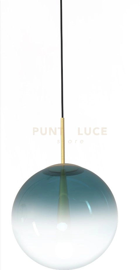 EVA-35P Lampadario a sospensione in vetro 1 luce petrolio d.35cm cavo in tessuto attacco E27 senza base
