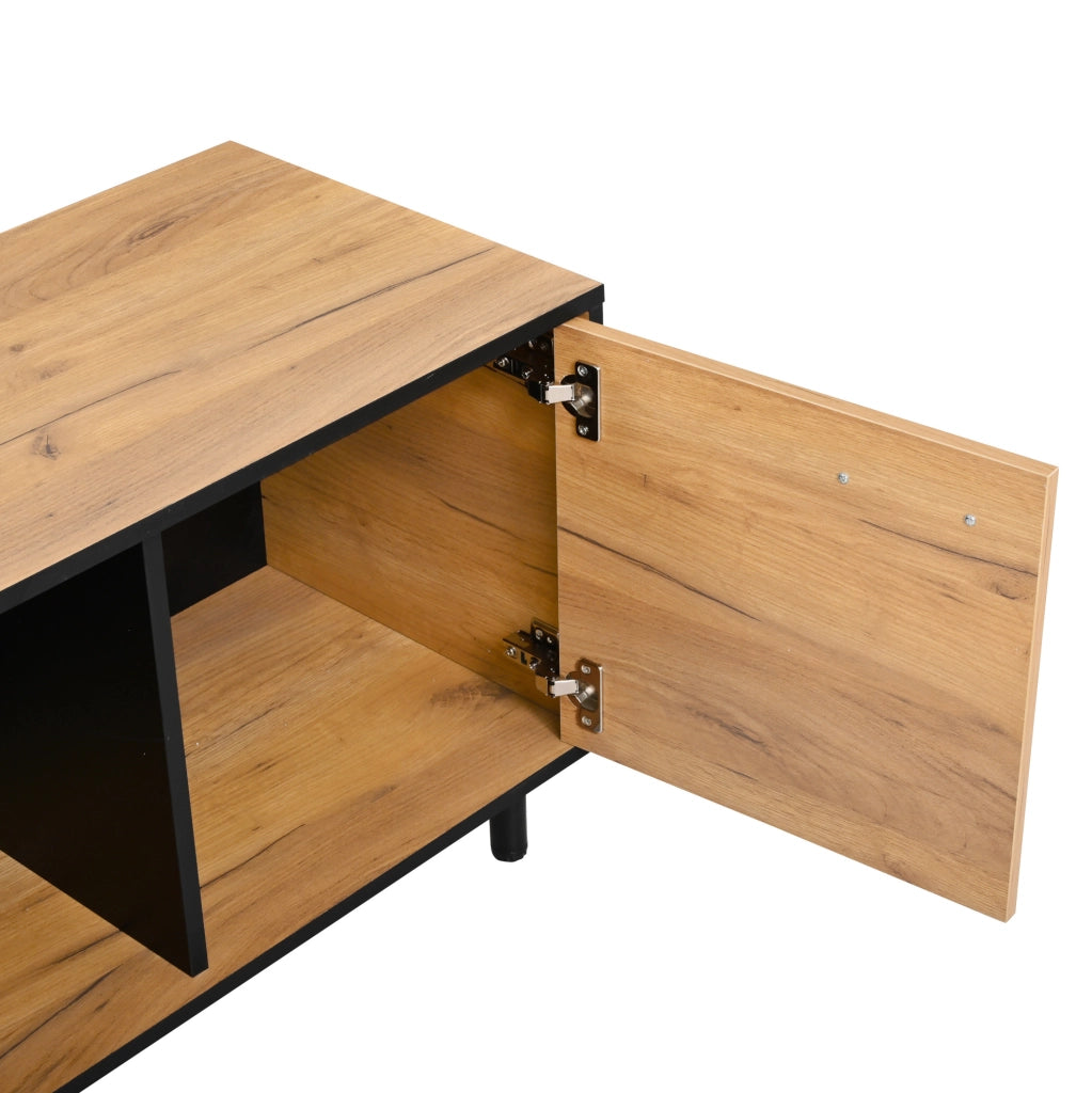 Mobile TV 180x32;5x50 cm con 3 ante e cassetto nero effetto legno HOMVRA