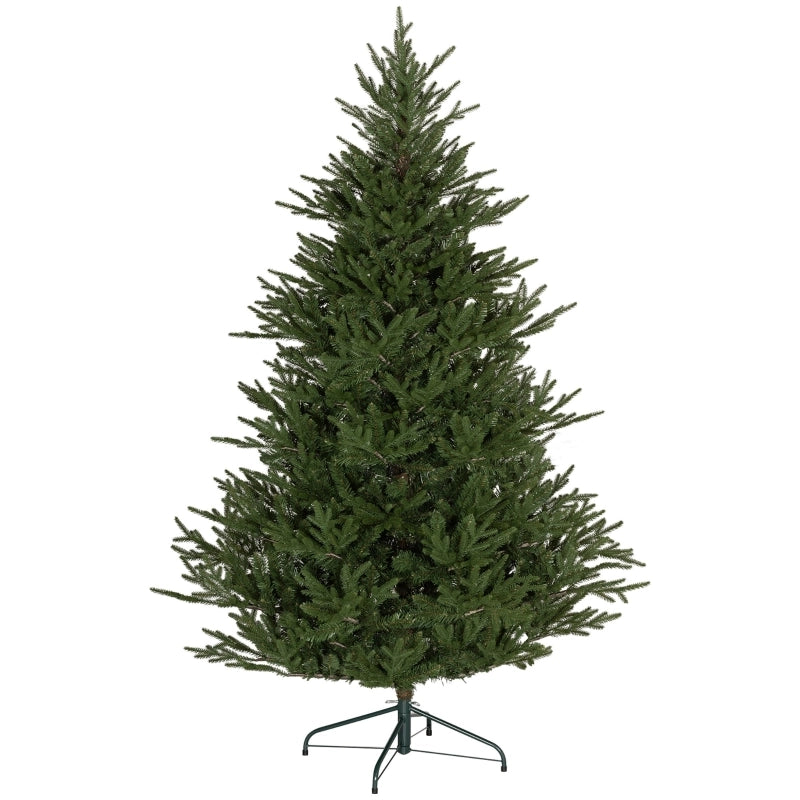Albero di Natale artificiale realistico con rami ignifughi e base stabile in metallo verde Ø110 × 183 cm