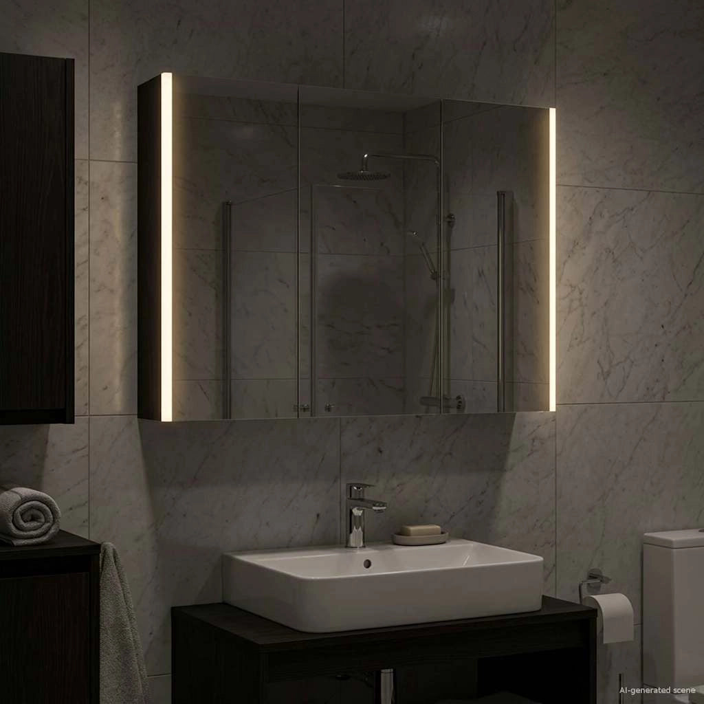 Mobiletto per specchio da bagno Rovere Nero 889272
