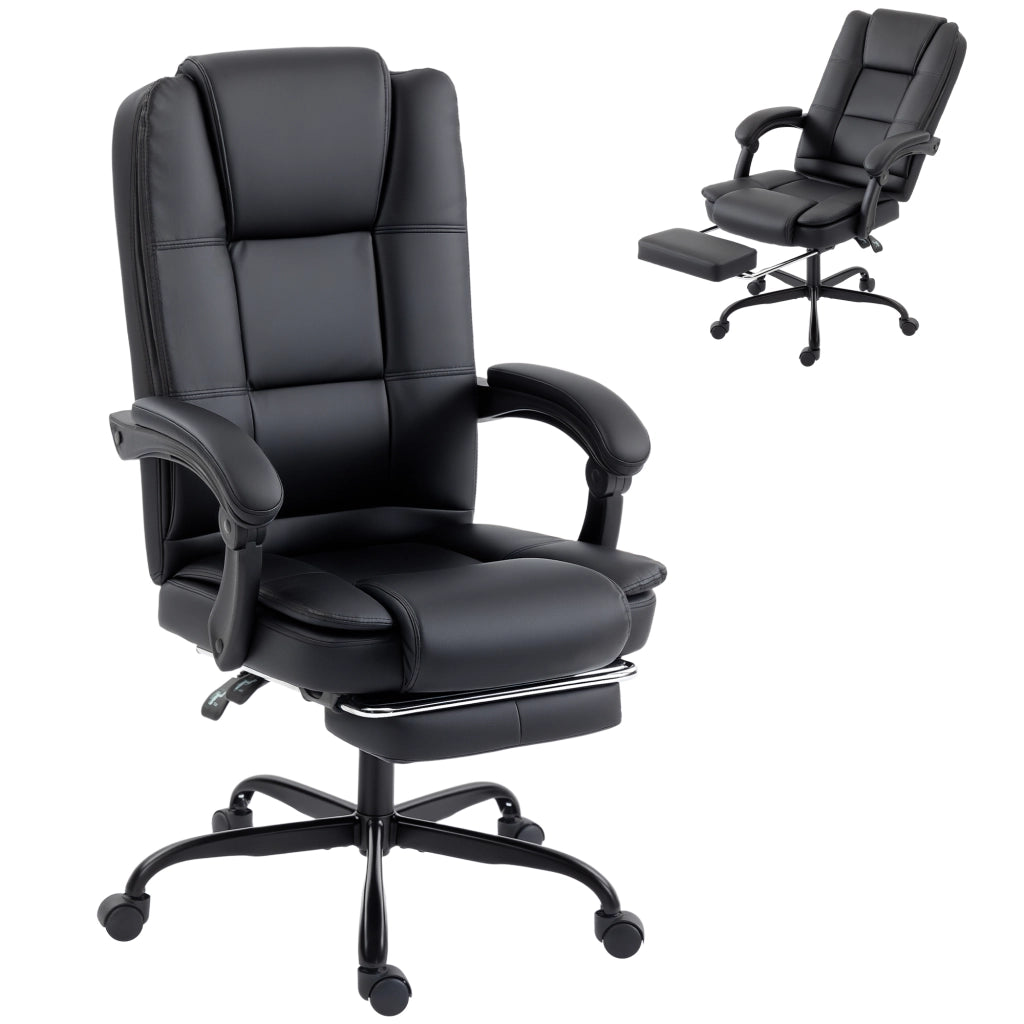 Sedia da ufficio ergonomica reclinabile con poggiapiedi ¨C Minimal ¨C similpelle nera