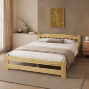 Letto matrimoniale 140 × 200 cm con testiera a doghe verticali e rete a 15 doghe in legno di pino naturale