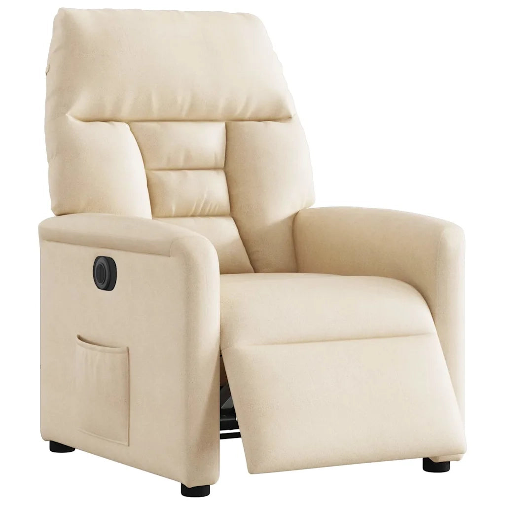 Divano Sedia-Poltrona Reclinabile Elettrica Beige in Tessuto di Microfibra 915279