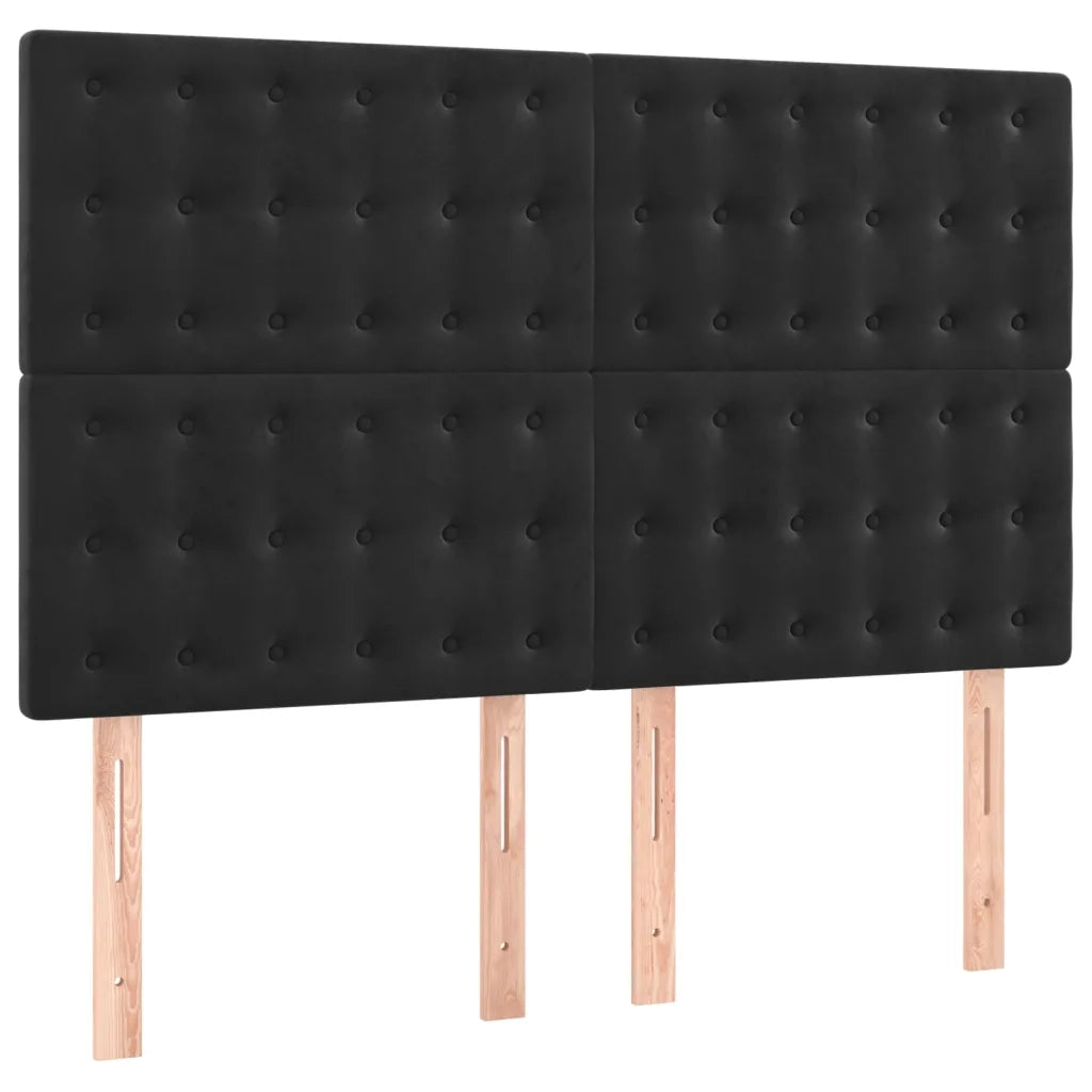 Testiera | Testata Nera 144x5x118/128 cm Velluto