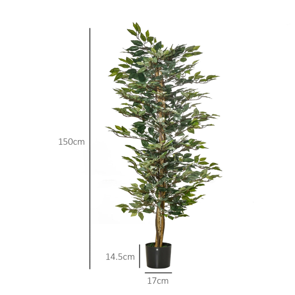 Ficus artificiale 150 cm verde, vaso incluso senza montaggio