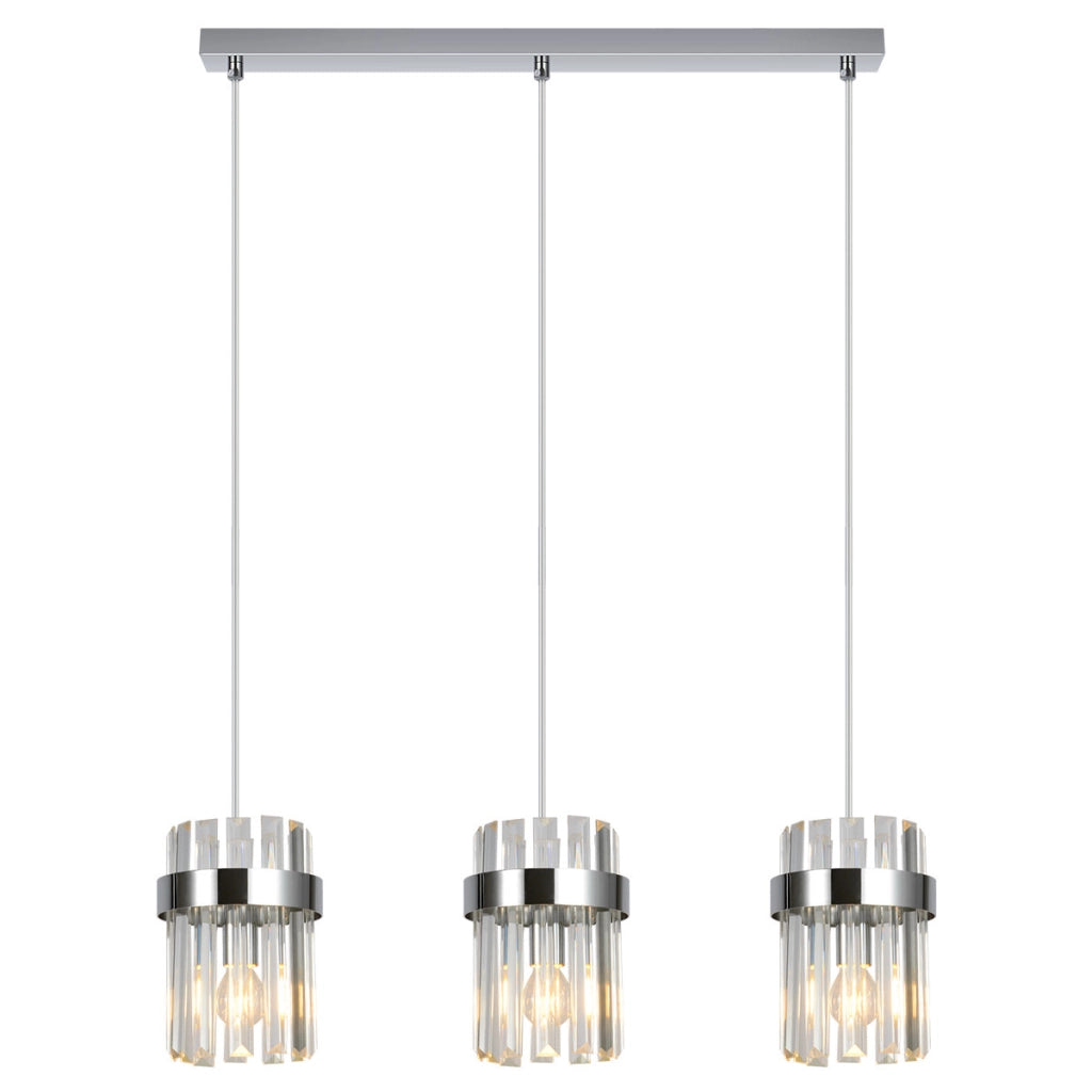 Lampada a sospensione Vetro cromata 3xE14 60 cm trasparente