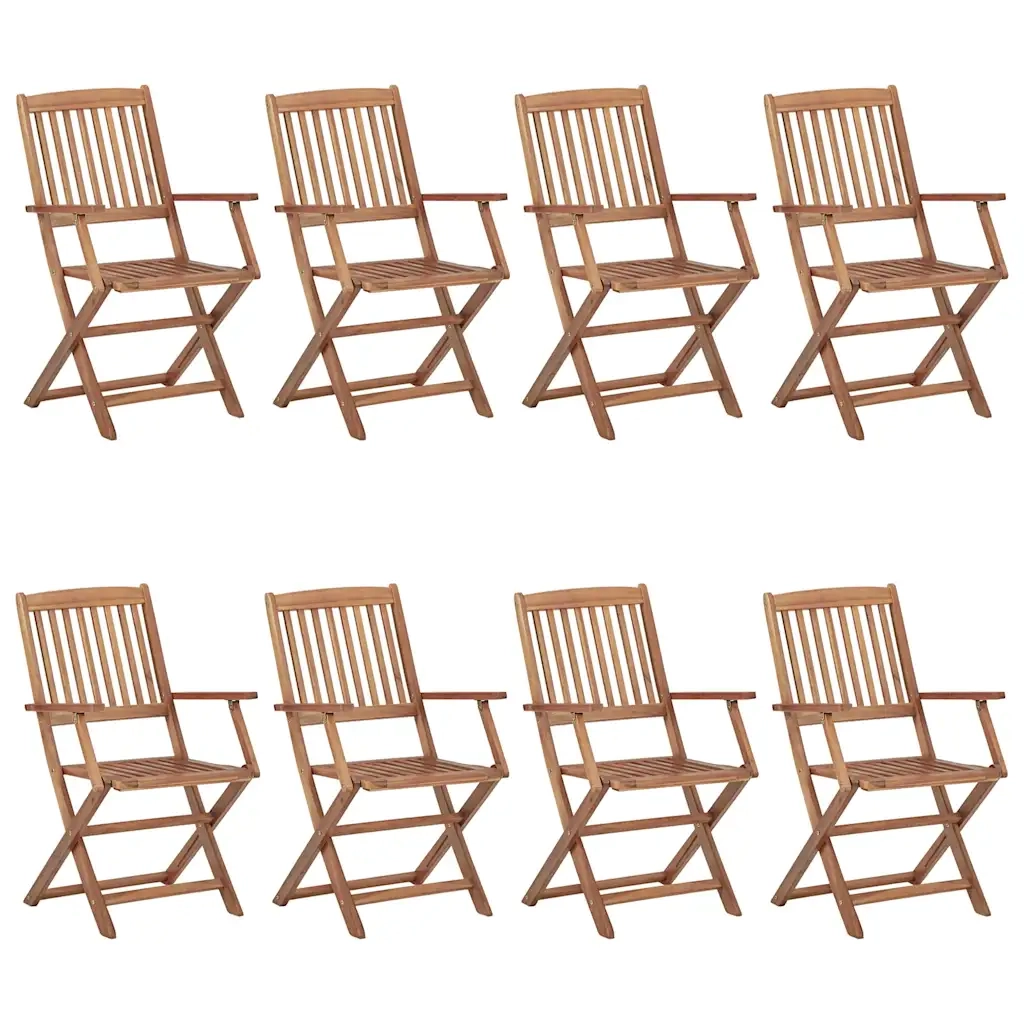 Sedie da Giardino Pieghevoli 8 pz con Cuscini Massello Acacia 3074976