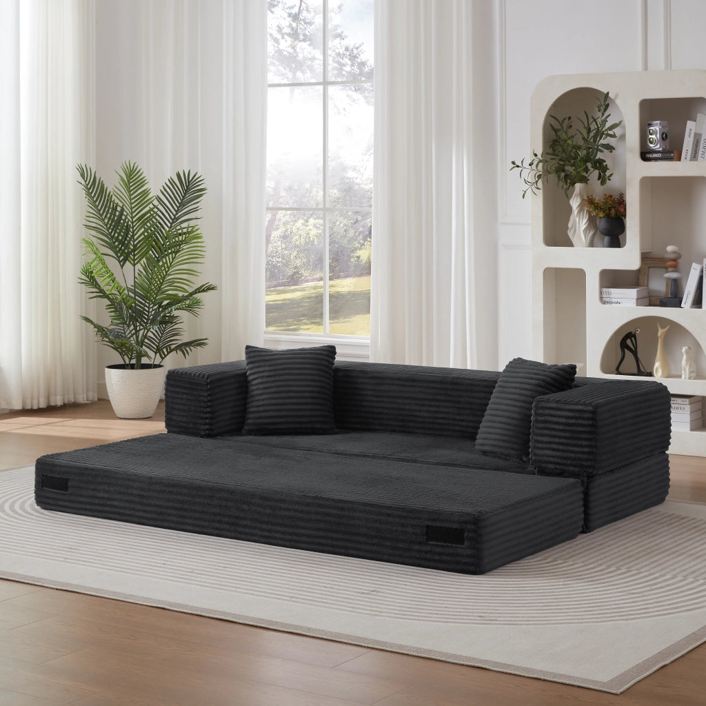 Divano letto trasformabile in schiuma ad alta densità; design quadrato classico; grigio scuro