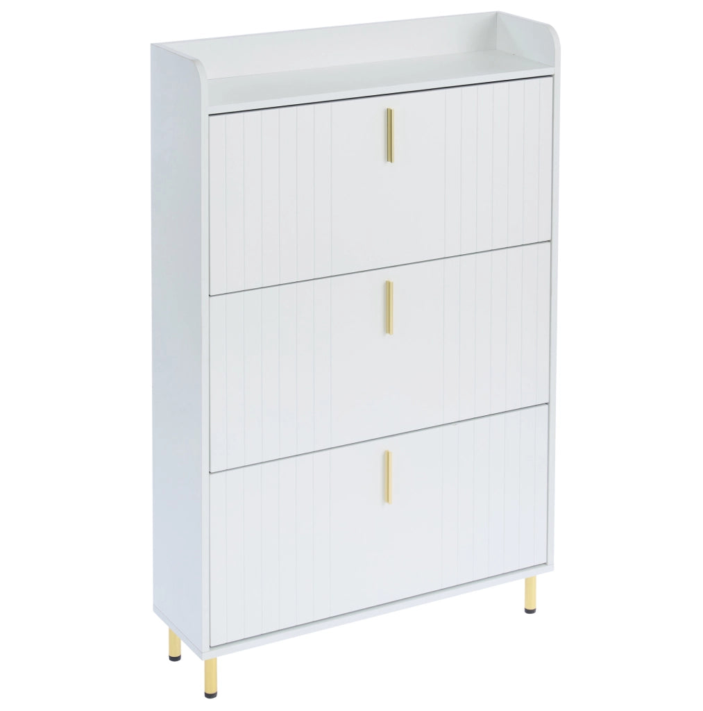 Scarpiera a 3 ante in MDF bianco opaco; 80 ¡Á 23 ¡Á 123.5 cm