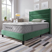 Letto singolo imbottito 90x200 cm in velluto verde scuro