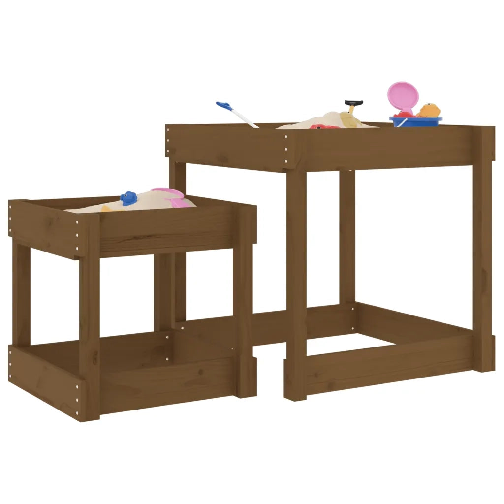 Tavoli Sabbiere 2 pz Marrone Ambra in Legno Massello di Pino CFW2603763