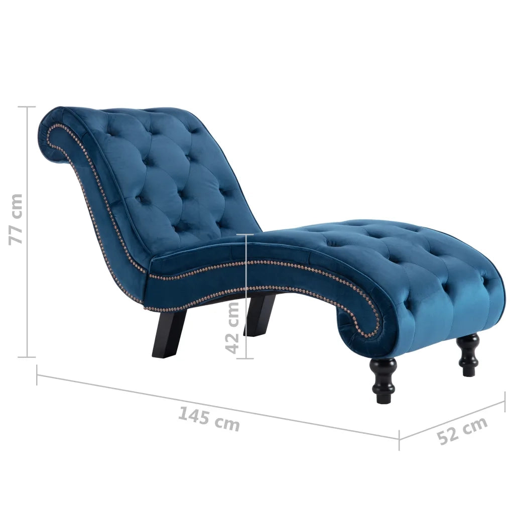 Sedia a Sdraio Blu in Velluto 248608