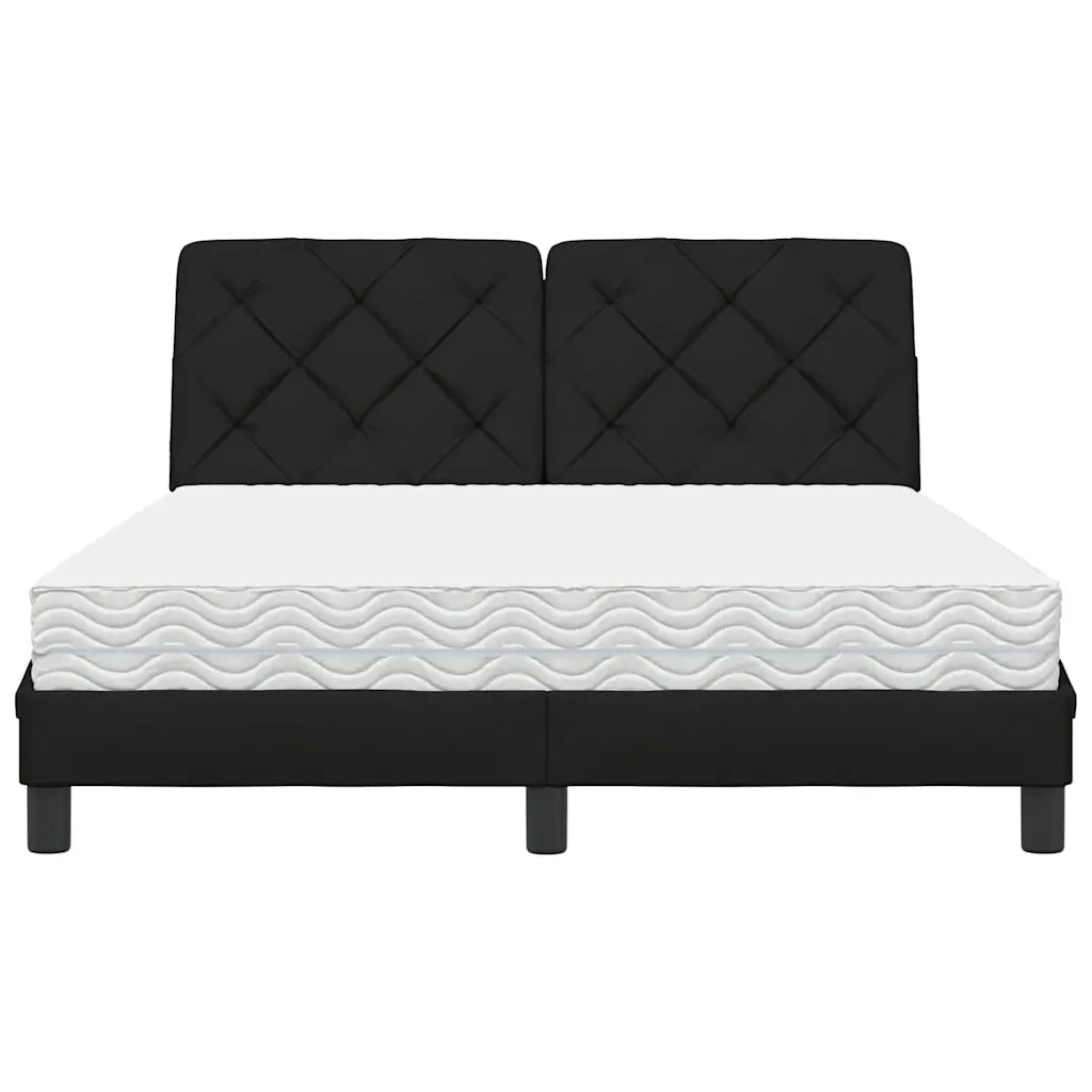 Letto con Materasso Nero 140x190 cm in Tessuto