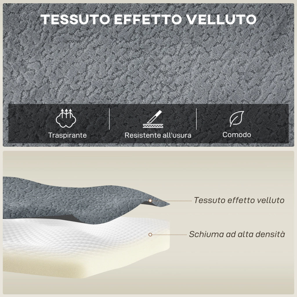Divano Angolare Modulabile 3 Posti ¨C Xylo ¨C Tessuto Effetto Velluto Grigio Scuro 294x165x70 cm
