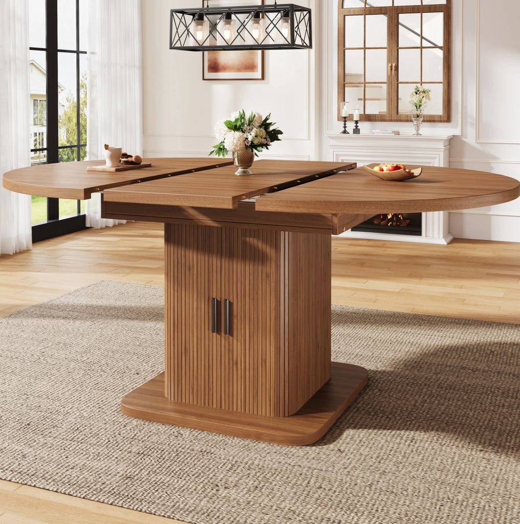 Tavolo da pranzo ovale allungabile con vano contenitore 110-149,8 cm