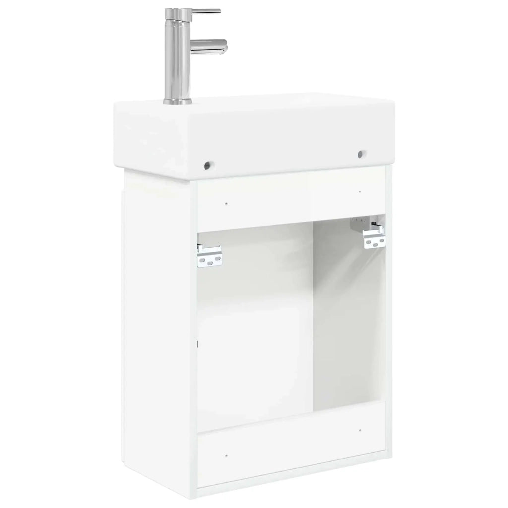 Mobile Bagno | Armadio da bagno con rubinetto Bianco Lucido 45,5 x 22,5 x 84 cm