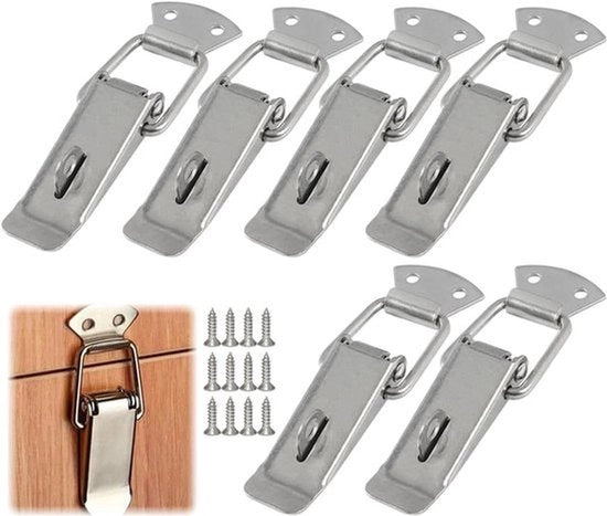 Cerniere a vite - Raccordi a vite in acciaio inossidabile - Cassetti per strumenti - Cassettoni - Contenitori - Adatti per mobili - Acciaio inossidabile, 6 pezzi con una lunghezza di 56 mm
