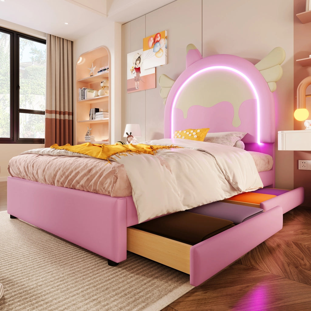 letto imbottito pu rosa 90 x 200 cm