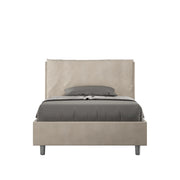 Letto 1 Piazza E Mezzo 130x190 cm con Rete Imbottito in Microfibra Antea Large Sabbia