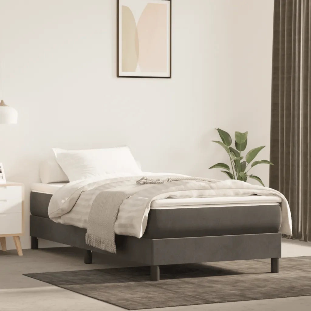Materasso a Molle-Materasso per letto Grigio Scuro 90x190x20 cm in Velluto
