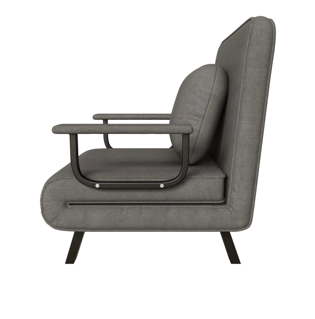Poltrona relax reclinabile 5 posizioni; 180°; rivestimento in chenille grigio; 60x60 cm