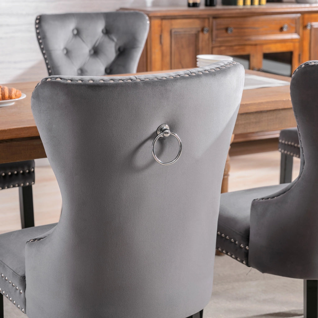 Sedie da Pranzo in Velluto con Gambe in Legno ¨C Xylo ¨C Grigio, Set 2 Pezzi