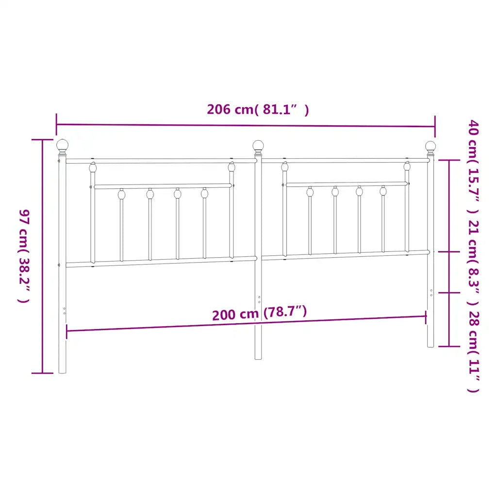 Testiera di Ricambio in Metallo Nero 200 cm 353575